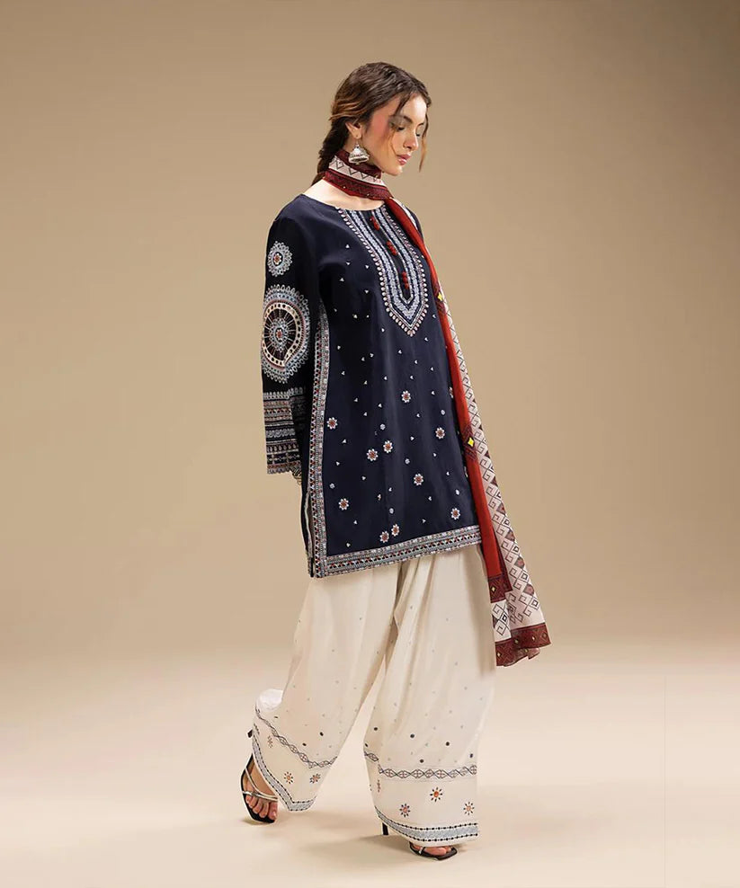Lawn-3PC Embroidered Shirt with Digital Printed Jacquard Dupatta-1415