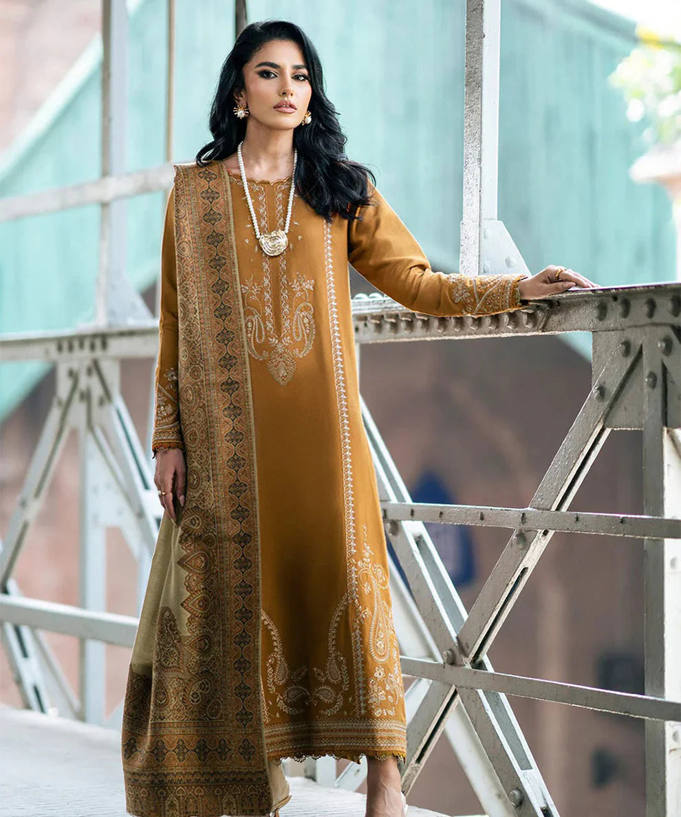 ZARA SHAHJAHAN 3PC Dhanak Embroidered Shirt With Digital Printed Shawl-266