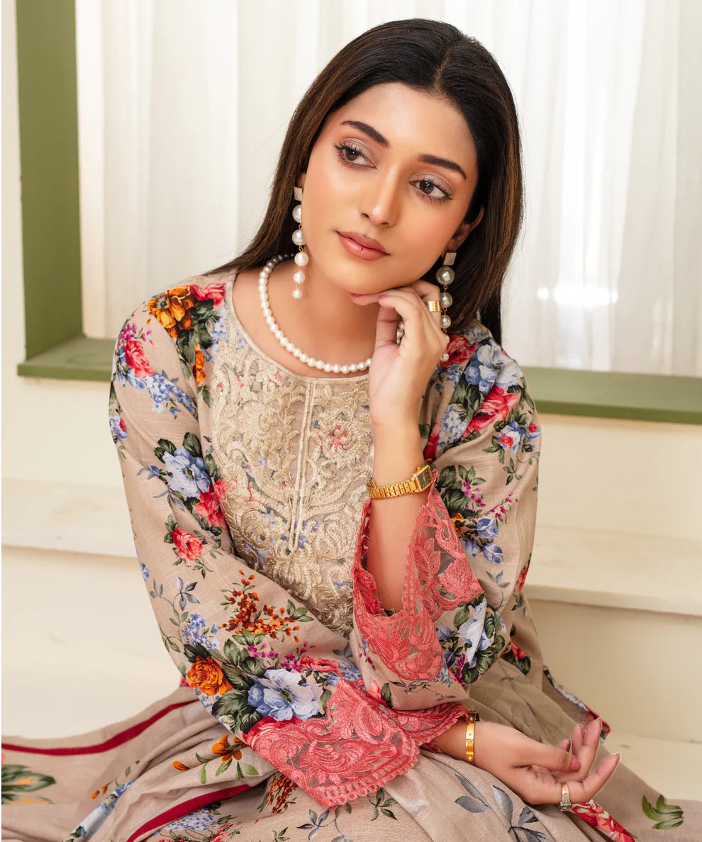 CREATION KHADDAR 3PC WITH KHADDAR PRINTED SHIRT & TROUSER-913
