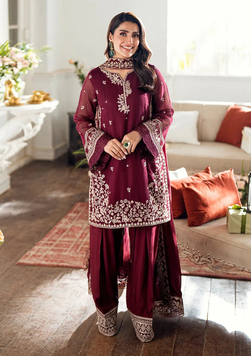 Dhanak-3PC Embroidered Shirt with Dhanak Embroidered Dupatta - 3524