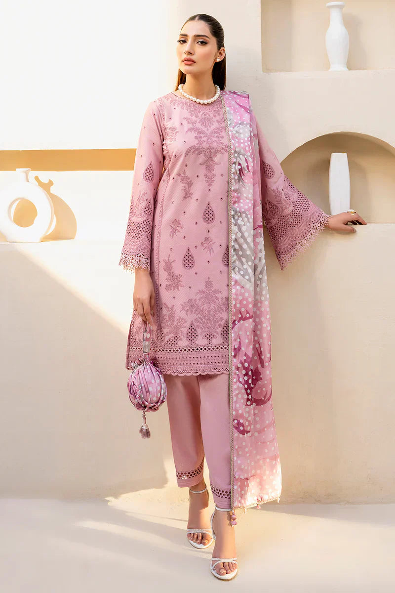 JAZMIN 3PC Chekankari Lawn Embroidered With Printed Dupatta-480