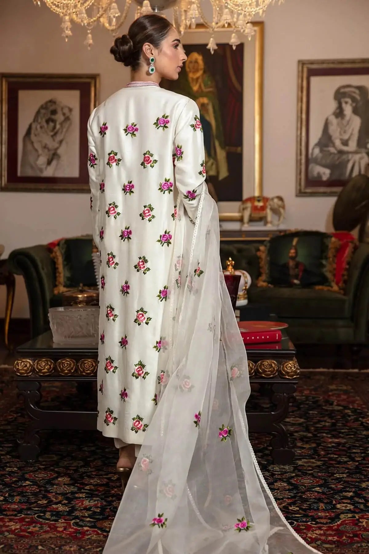 Maria B Silk 3PC Embroidered With Organza Embroidered Dupatta-1317