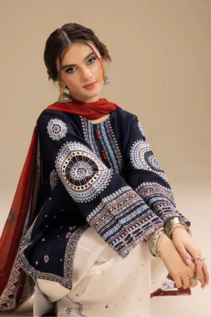 Lawn-3PC Embroidered Shirt with Digital Printed Jacquard Dupatta-1415