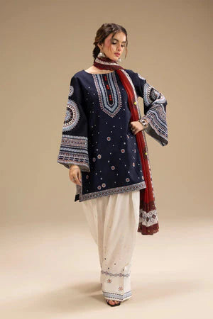 Lawn-3PC Embroidered Shirt with Digital Printed Jacquard Dupatta-1415