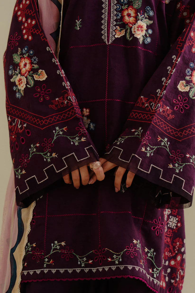 Lawn-3PC Embroidered Shirt with Digital Printed Jacquard Dupatta-1406
