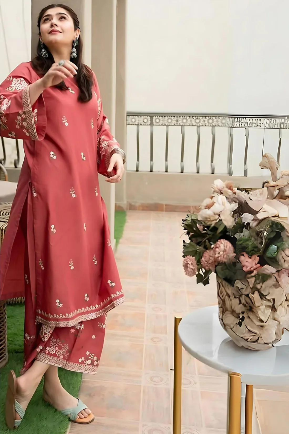 2PC DHANAK EMBROIDERED SHIRT AND TROUSER-661