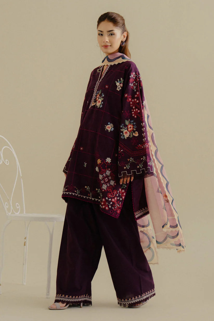 Lawn-3PC Embroidered Shirt with Digital Printed Jacquard Dupatta-1406