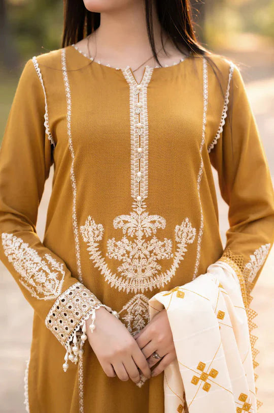 Dhanak-3PC Embroidered Shirt with Dhanak Embroidered Dupatta -3423