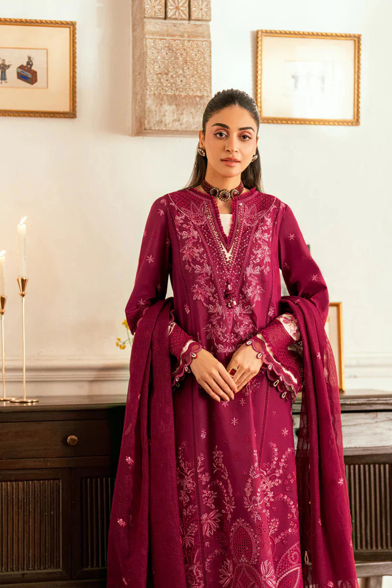Dhanak-3PC Embroidered Shirt with Chiffon Embroidered Dupatta-3366