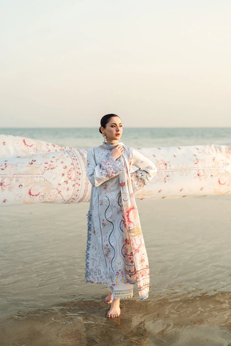 Lawn-3PC Embroidered Shirt with Digital Printed Jacquard Dupatta-1381