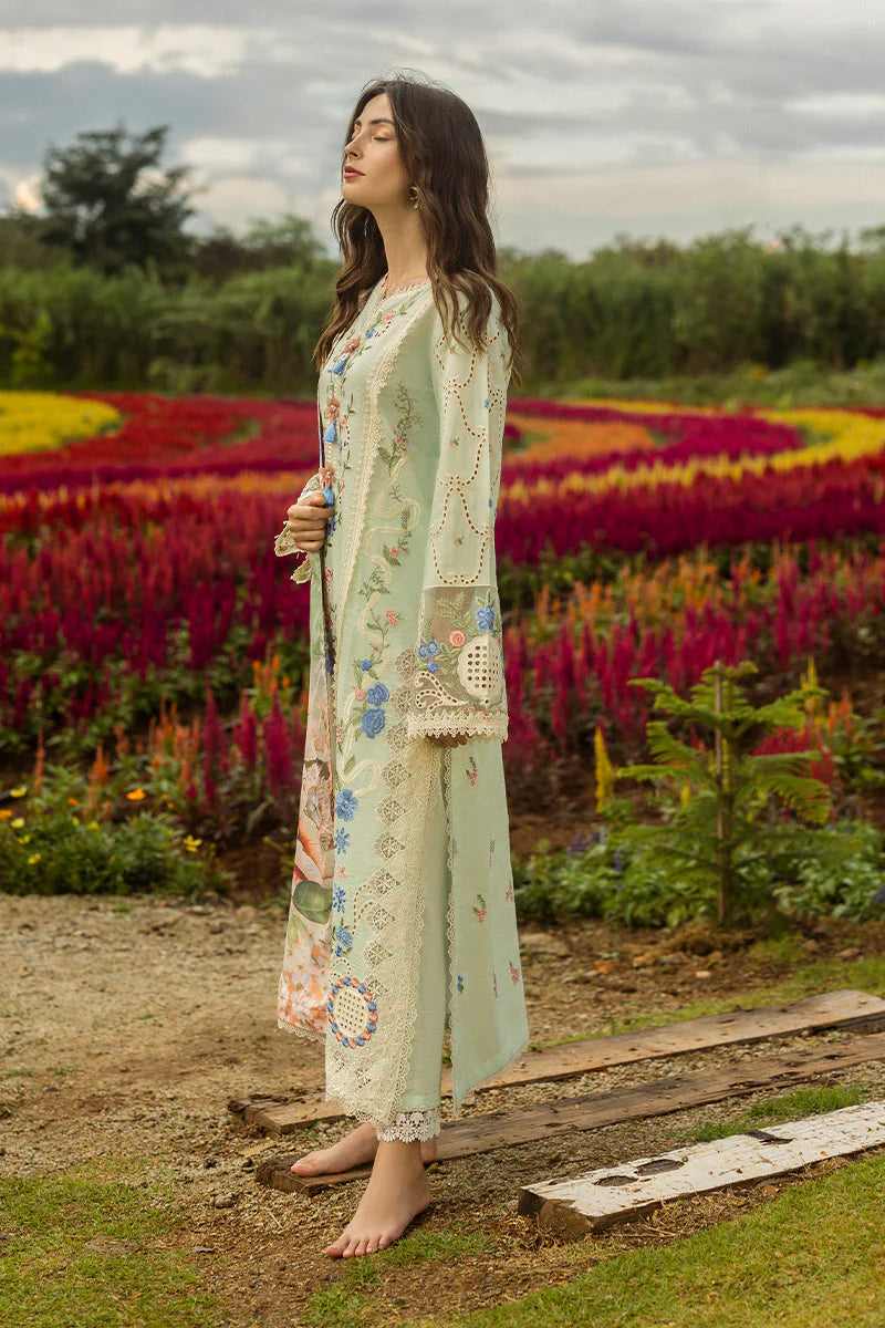 Lawn-3PC Embroidered Shirt with Digital Printed Jacquard Dupatta-1408