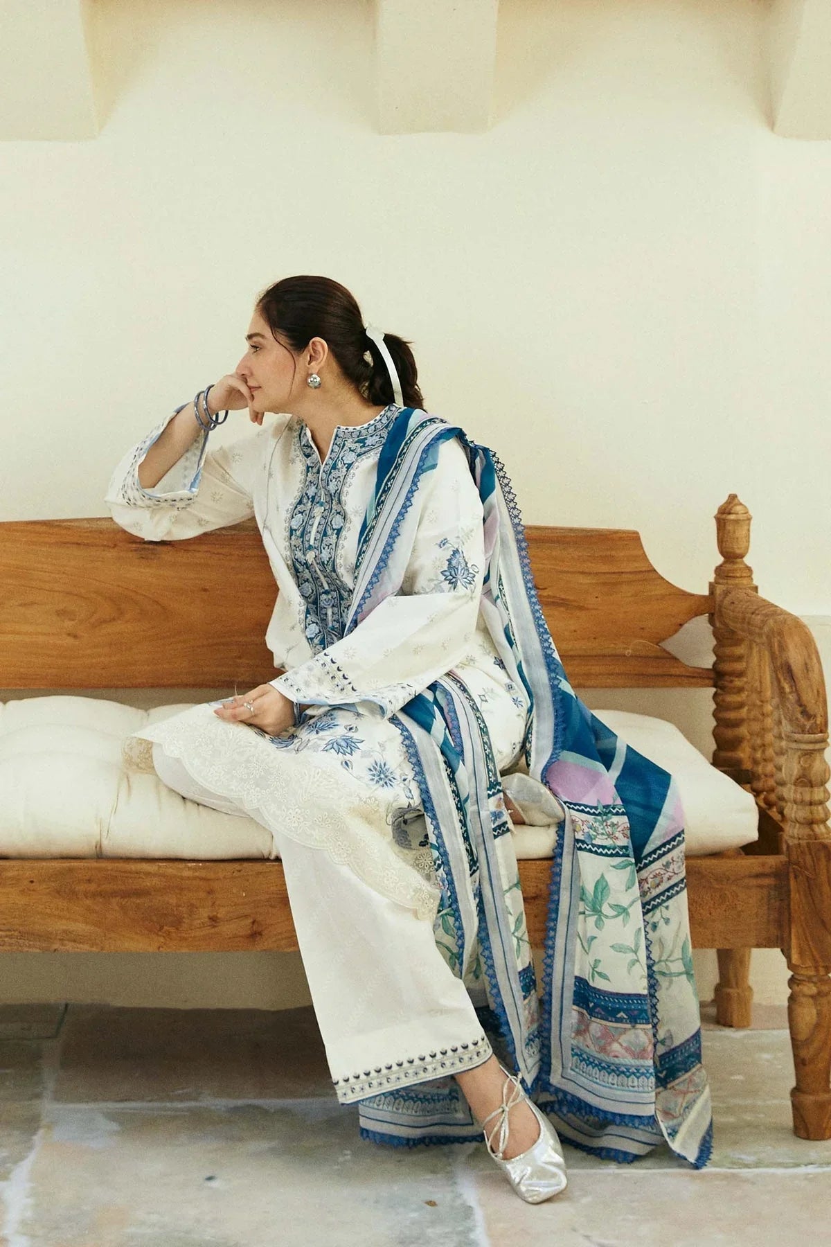 3PC Dhanak Embroidered Shirt With Printed Dupatta-675