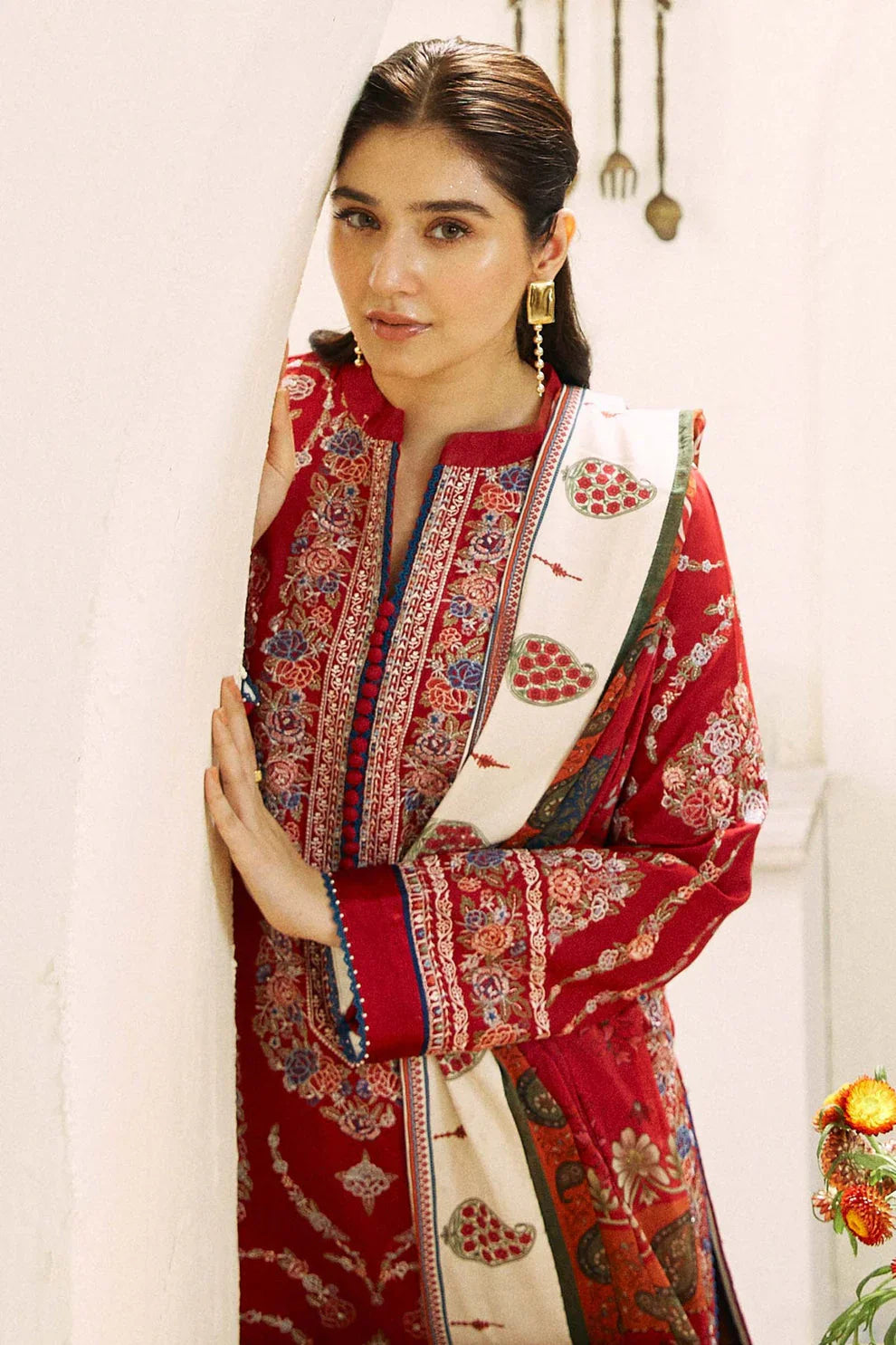 3PC DHANAK Embroidered Shirt With Printed Dupatta-659
