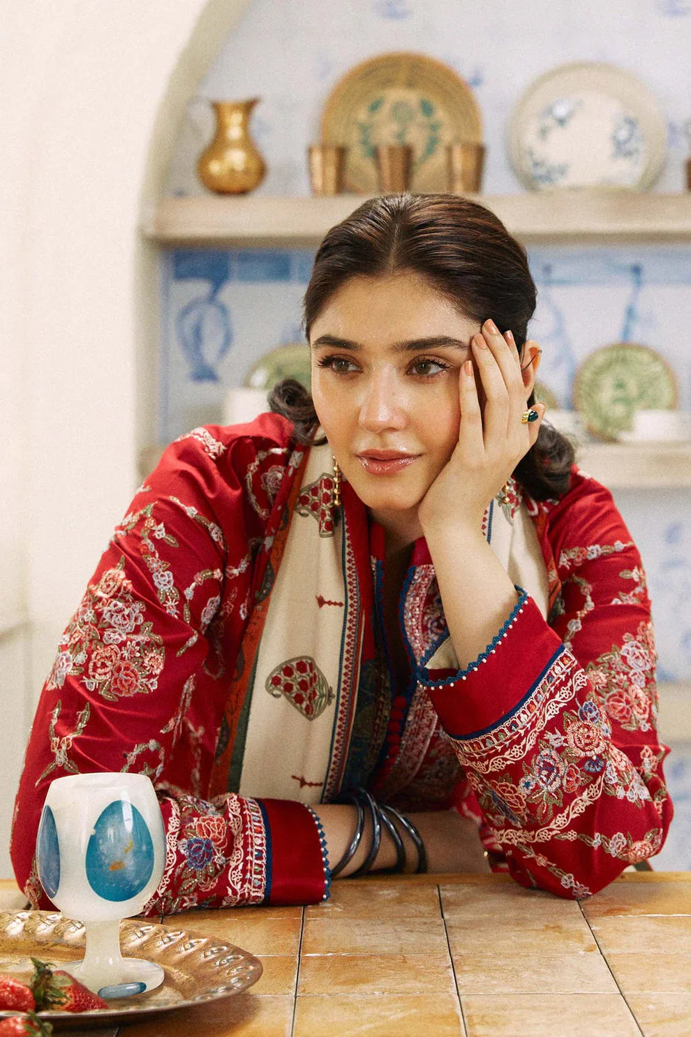 3PC DHANAK Embroidered Shirt With Printed Dupatta-659