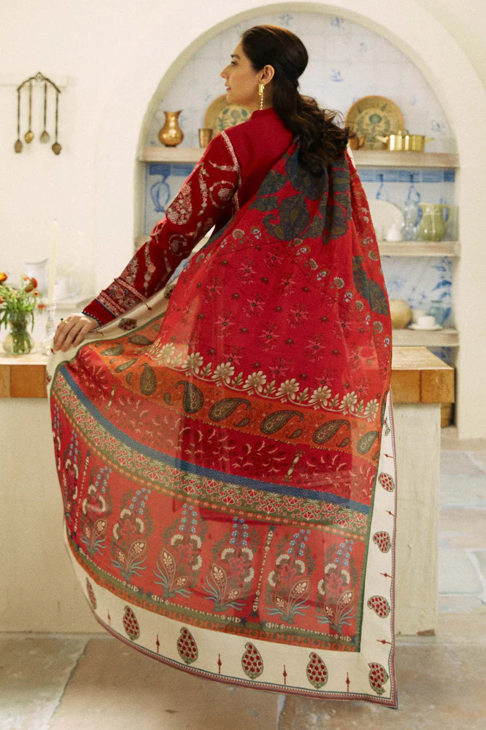 3PC DHANAK Embroidered Shirt With Printed Dupatta-659