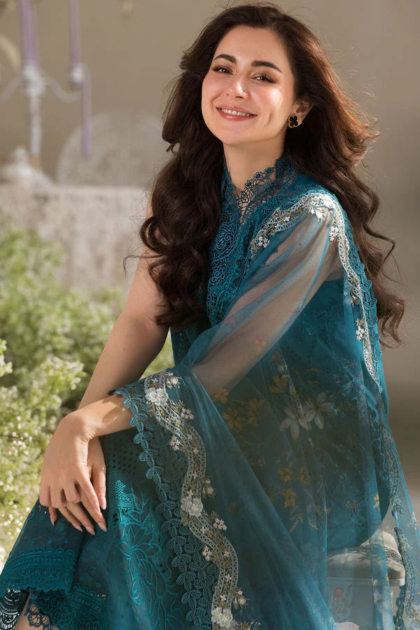 Dhanak-3PC Embroidered Shirt with Digital Printed Embroidered Dupatta-3359