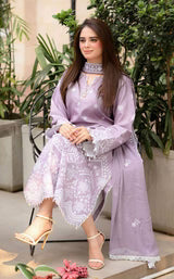 Dhanak-3PC Embroidered Shirt with Chiffon Embroidered Dupatta-3450