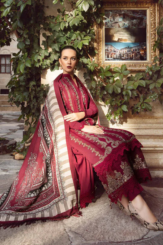 Dhanak-3PC Embroidered Shirt with Digital Printed Wool Shawl -3427
