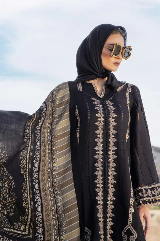 Dhanak-3PC Embroidered Shirt with Digital Printed Wool Shawl - 3426