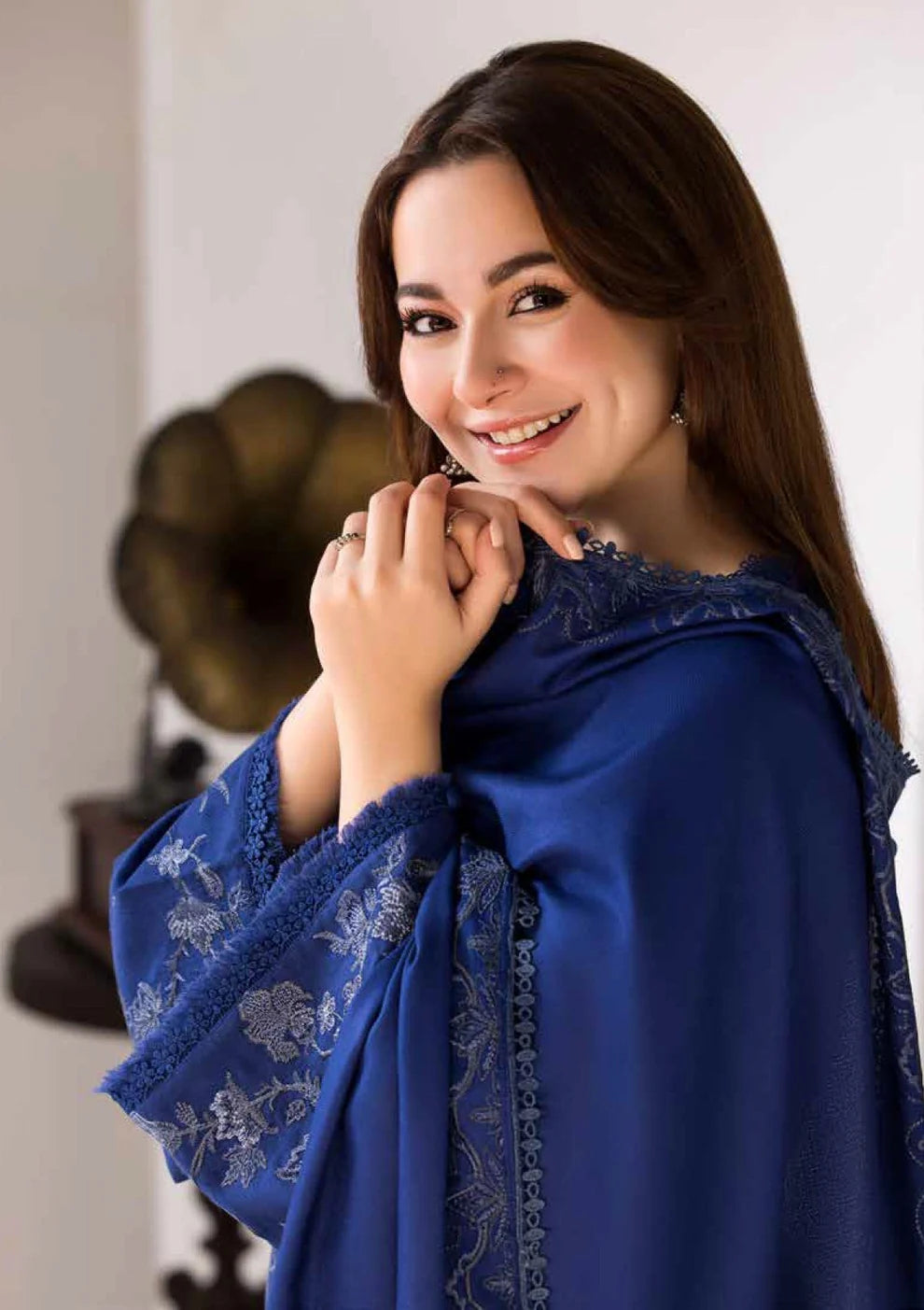 SOBIA NAZIR - 3PC DHANAK EMBROIDERED SHIRT WITH EMBROIDERED SHAWL AND TROUSER-145