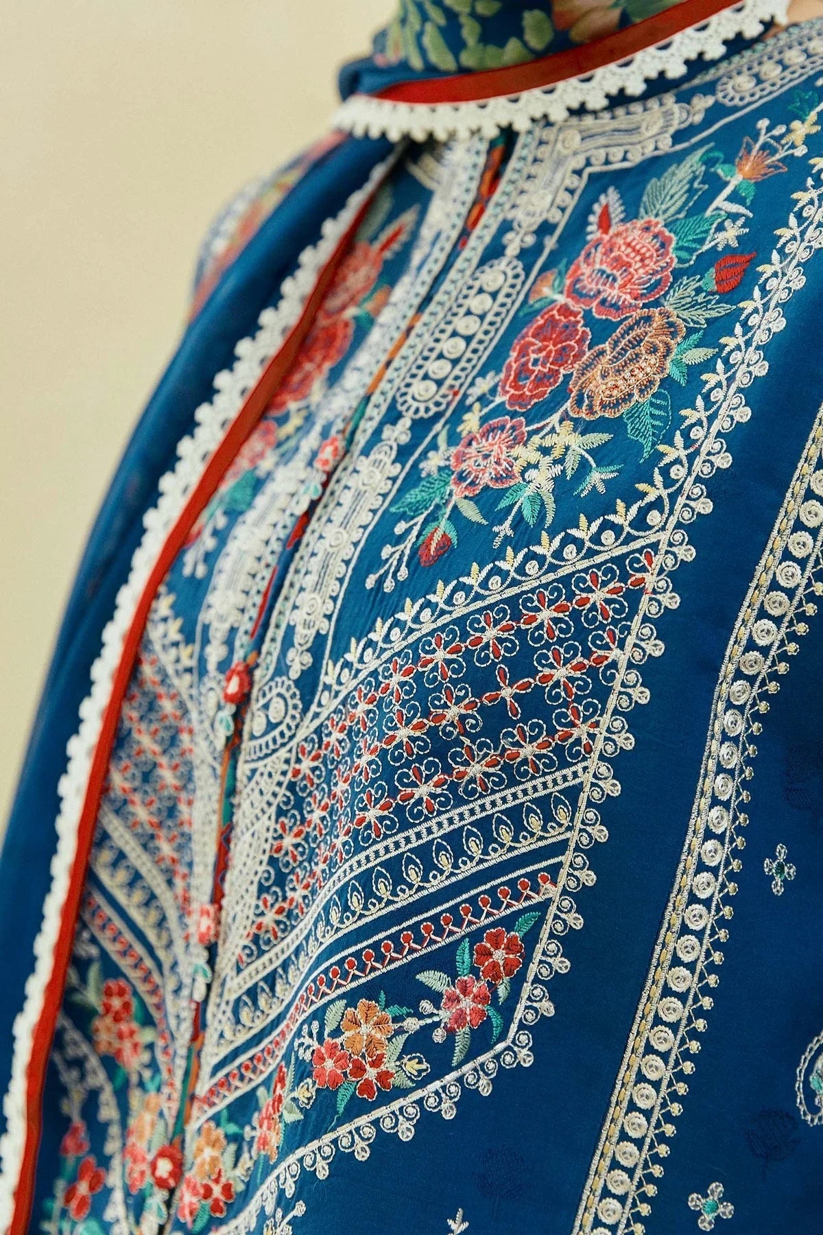 3PC Dhanak Embroidered Shirt With Digital Printed Shawl-668