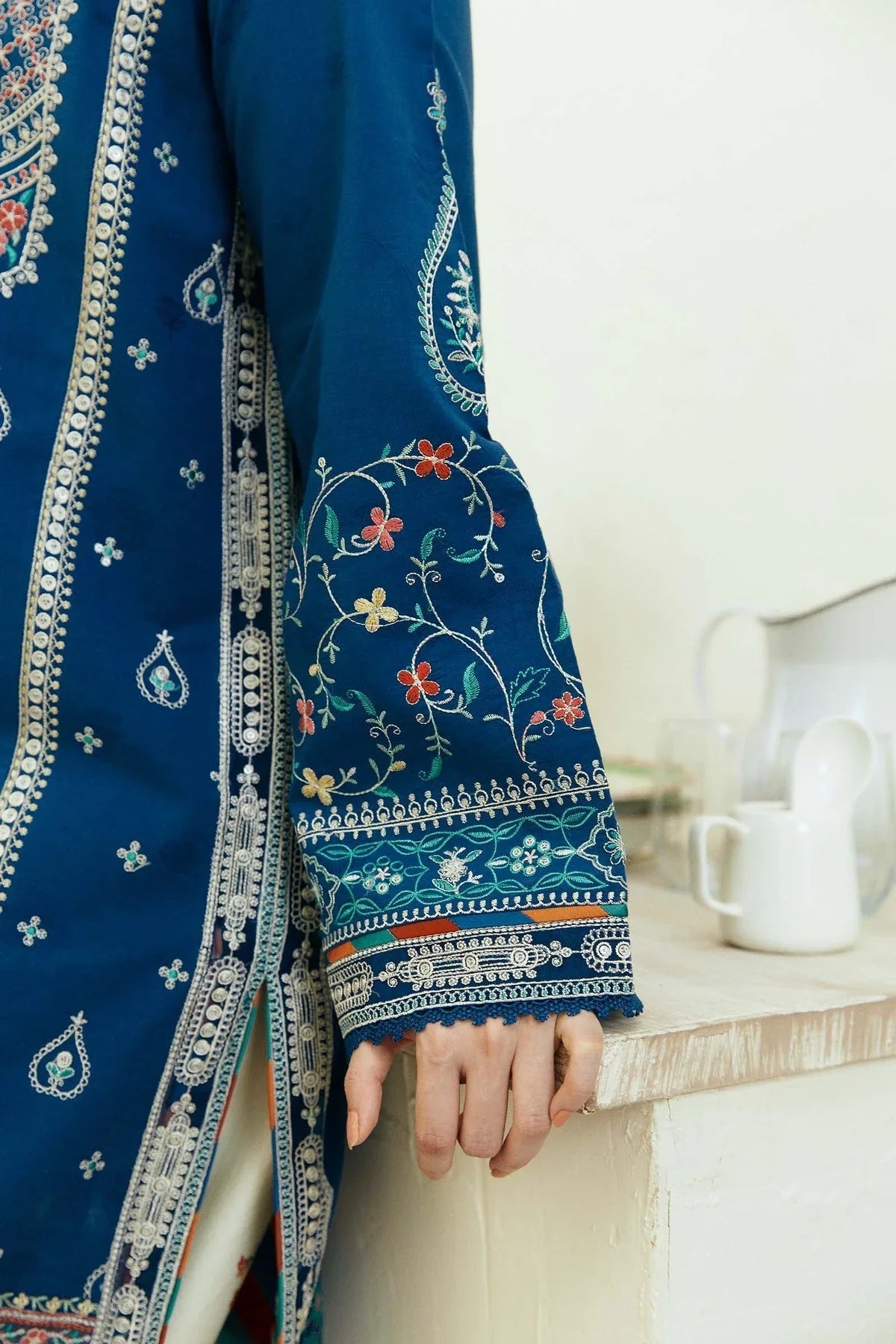 3PC Dhanak Embroidered Shirt With Digital Printed Shawl-668