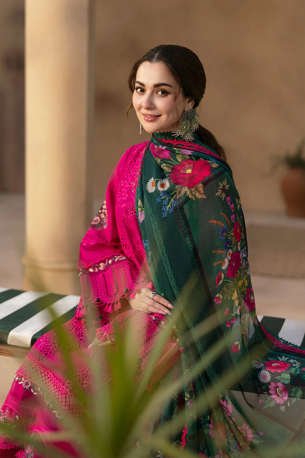 Dhanak-3PC Embroidered Shirt with Digital Printed Wool Shawl -3408