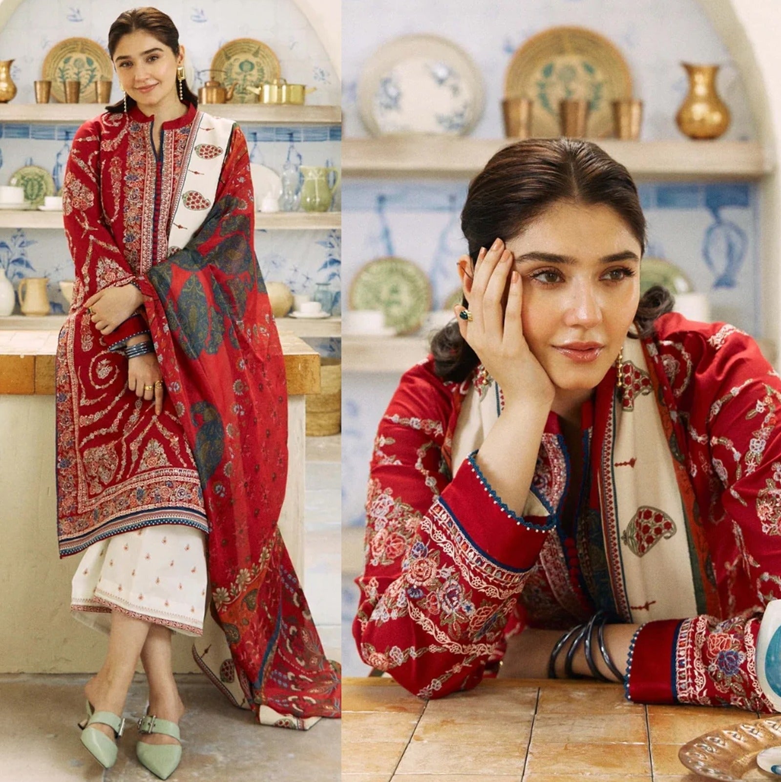3PC DHANAK Embroidered Shirt With Printed Dupatta-659