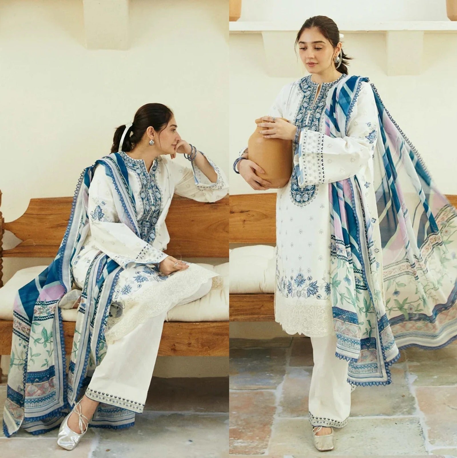 3PC Dhanak Embroidered Shirt With Printed Dupatta-675