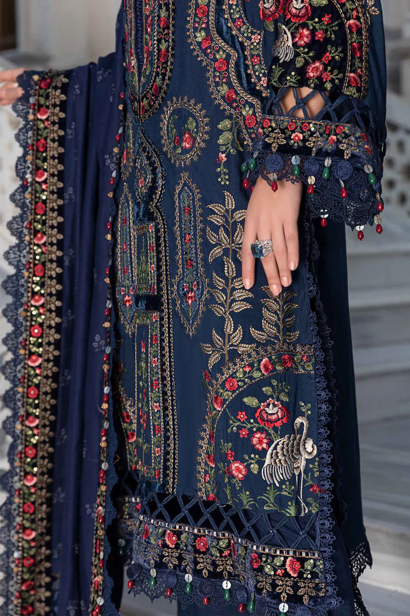 Dhanak 3PC Embroidered Shirt with Dhanak Embroidered Dupatta-3384