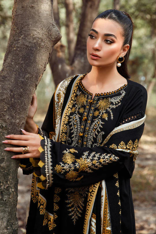 Dhanak-3PC Embroidered Shirt with Digital Printed Wool Shawl - 3429