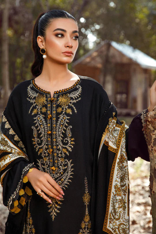 Dhanak-3PC Embroidered Shirt with Digital Printed Wool Shawl - 3429
