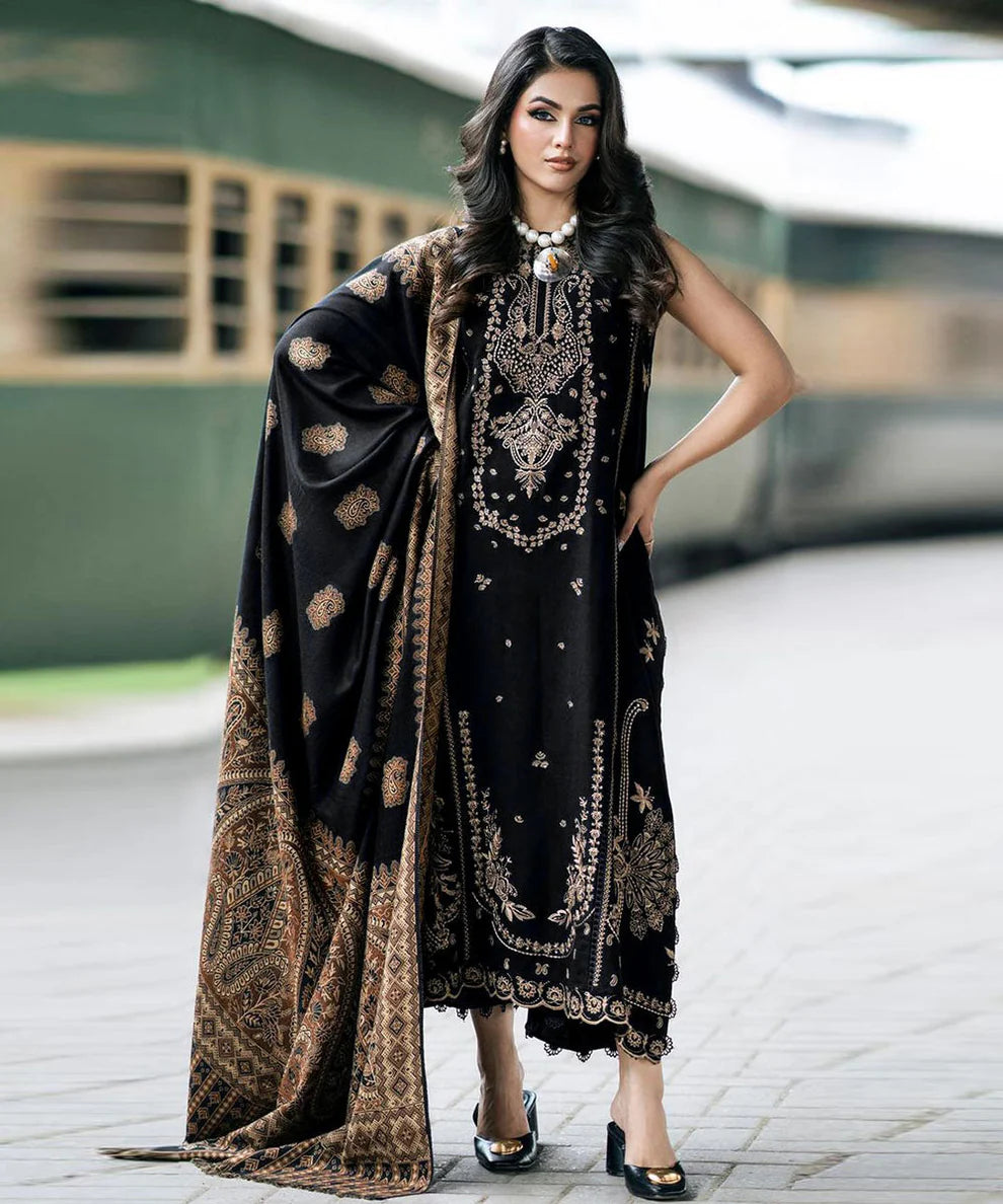 ZARA SHAHJAHAN 3PC Dhanak Embroidered Shirt With Digital Printed Shawl-277